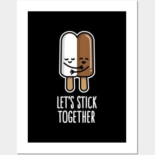 Let's stick together interracial couple popsicle mixed marriage Posters and Art